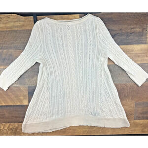 Lauren Ralph Lauren White Cable Knit Linen Cotton Blend Sweater Womens Sz Small